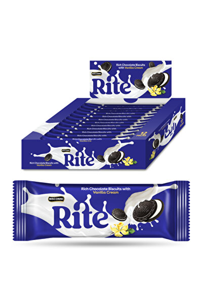 Bisconni بسكويت رايت بالشوكولاتة مع كريمة الفانيليا، 12 عبوة × 36 غرام × 5 علب