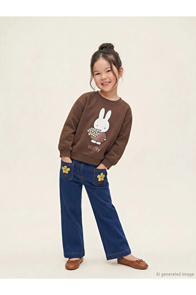 LC Waikiki LCW Kids Дънки за момичета с индиго флорални бродерии