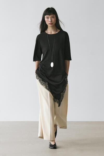 Massimo Dutti Dantel detaylı kombine elbise