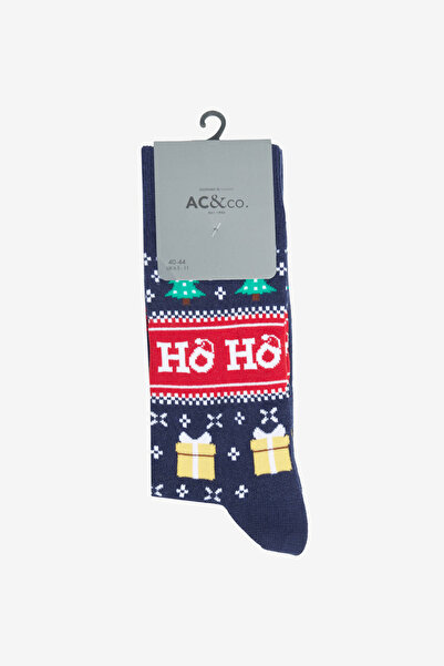 AC&Co / Altınyıldız Classics جوارب رجالية من القطن باللون الأزرق الداكن بنقشة...