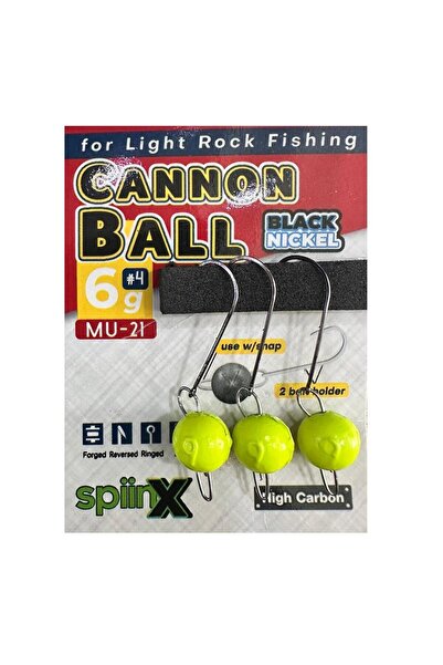 SpiinX Cannon Ball 4 No 6gr Mafsallı Jig Head Zoka 3 Adet Sarı