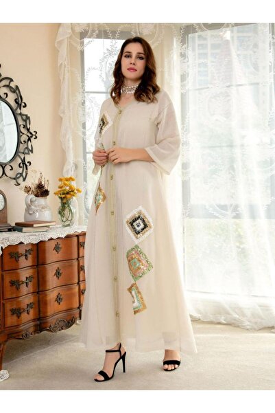 Generic Special offer Women's Abaya Beaded Embroidered Jalabiya