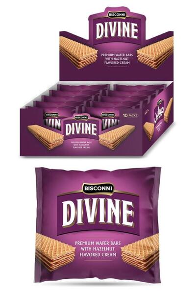 Bisconni ألواح ويفر فاخرة من ديفاين مع كريمة بنكهة البندق، 10 عبوات × 40.5 غر...
