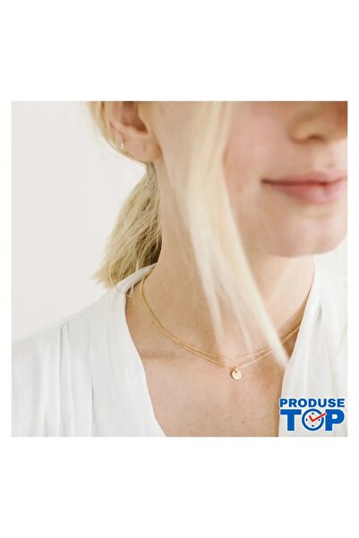 Produse.Top Set of Two Golden Necklaces Plated with 14k Yellow Gold with Pendant