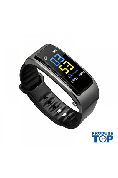 KAREN Black Smart Fitness Bracelet with Bluetooth Headset and Heart Rate Monitor