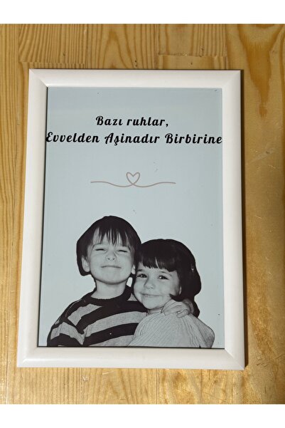 Daynav Siyah Beyaz Nostaljik Çocukluk Fotoğrafı Birleştirme Kolaj Tablo, Sevg...