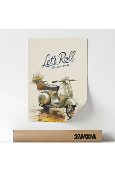 21mxm 'Let's Roll' Poster on Matte Canvas – Minimalist Design, A4 (21 x 29.7 ...
