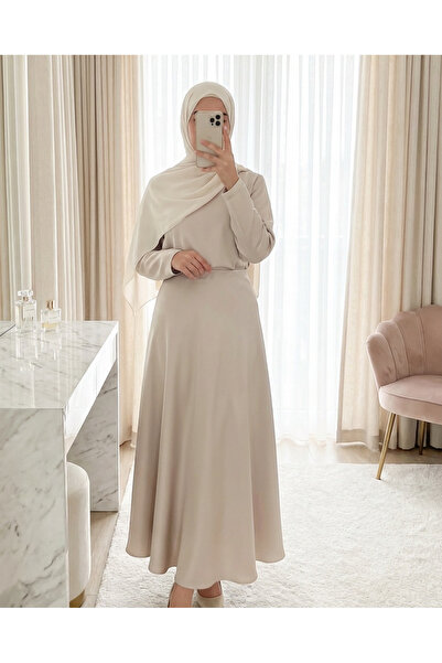 Modamorfo Fusta din satin simplu Zra - Bej