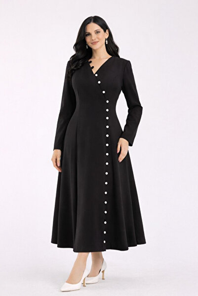Stylish Stylish and elegant black dress with buttons