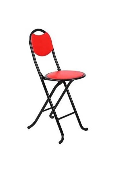 Biki Folding prayer chair, red color, with a sturdy metal frame.