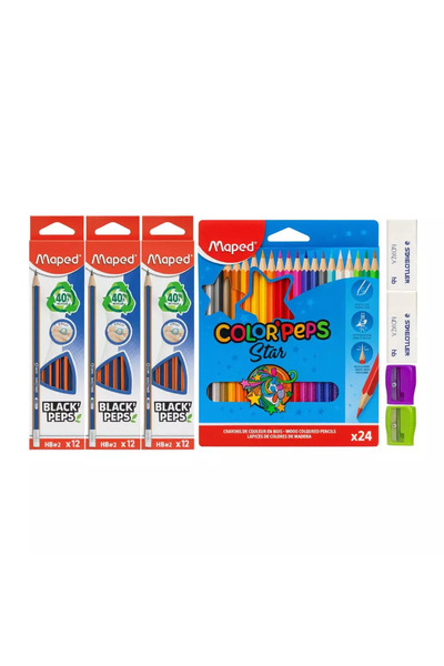 Maped Coloring Kit With 3 Pack Of 12pcs Pencil, 24 Coloring Pencil, 2 Sharpen...