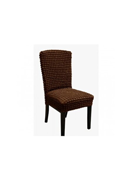 E EFRALL Set of 6 Elastic and Crepon Chair Covers, Cotton/Polyester, Brown