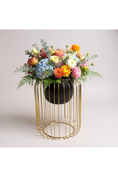 Generic Modern Metal Plant Stand with Black Mild Steel Pot