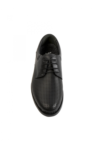 Evanto Shoes Men's Leather Casual Textured Black Airy Derby Shoes