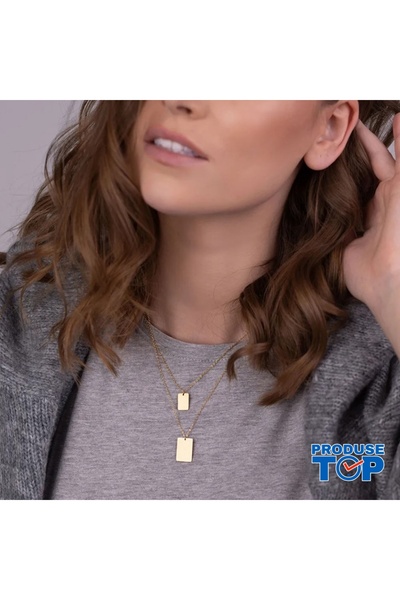Produse.Top Set of Two Golden Necklaces with Geometric Pendant
