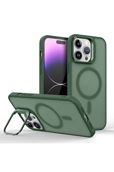 Bracket case غطاء حماية لهاتف آيفون 13 مع حامل وغطاء معدني من ماج سيف وهدية ع...