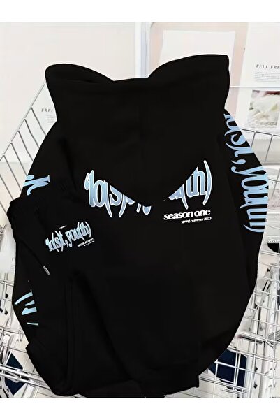 LAND MODA Hooded Sweatshirt and Pants Clothing Set, Unisex Two-Piece Suit