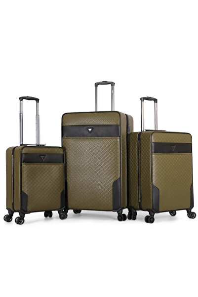 Guess Premium 3-Piece Softside Trolley Luggage Set with TSA Lock & 360° Spinn...