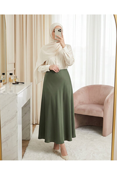 Modamorfo Fusta din satin simplu Zra - Kaki