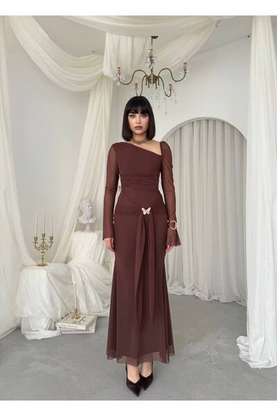 EtikaOnline vesso broş detaylı kadın elbise