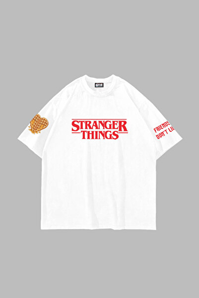 Bak Moda Οι φίλοι δεν ψεύτικνον με τύπωμα oversized Λευκό μπλουζάκι unisex