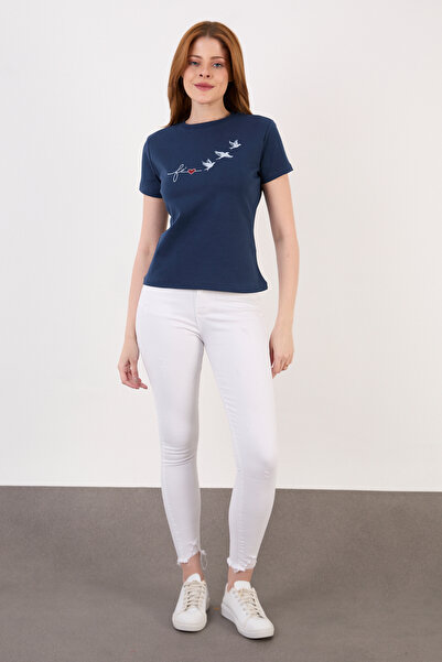 ZAZZONİ Bird Printed Short Sleeve T-Shirt