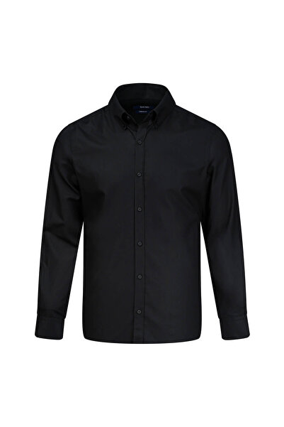 Hatemoğlu Black Comfort Fit Button-Down Collar 100% Cotton Long Sleeve Oxford...