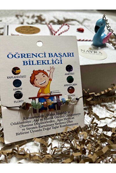 Nayra Işıltısı Öğrenci Başarı Bilekliği - Odaklanma ve İçin Doğal Taşlı Motiv...
