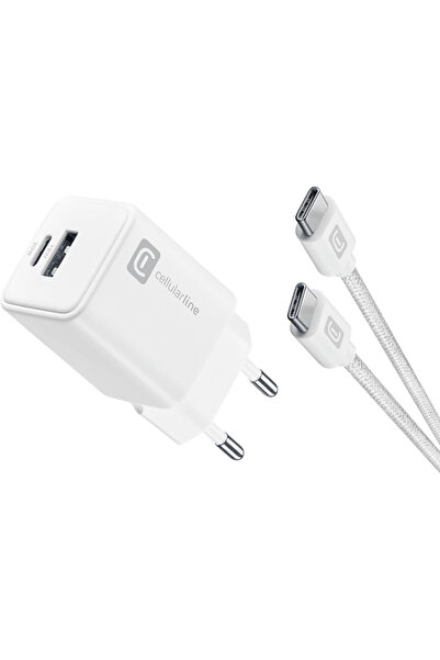 Cellular Line CELLULARLINE 30W Dual Port Şarj Kiti Adaptör + 5A Örgü Kablo