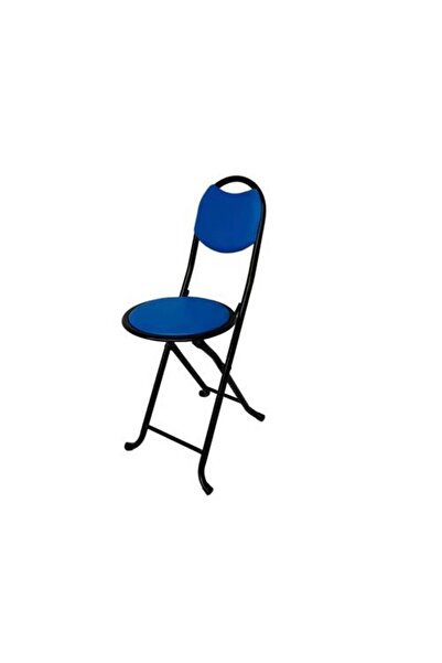 Biki Folding prayer chair, blue color, with a sturdy metal frame.