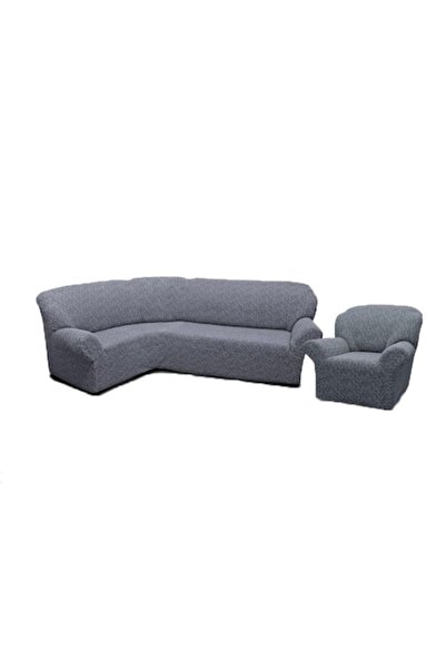 Jacquard Set of covers for corner sofa and 1 armchair, Jacquard, gray