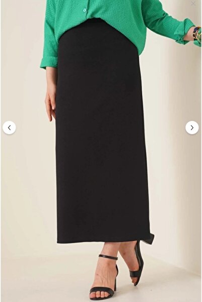 ECEYLÜL MODA Straight Long Black Pencil Skirt