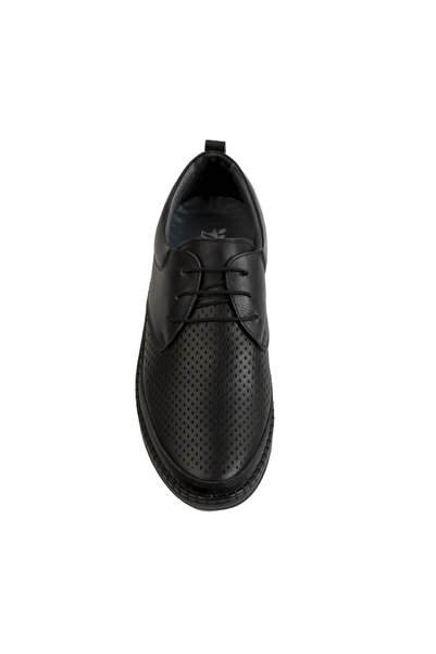 Evanto Shoes Men's Leather Casual Textured Black Airy Derby Shoes