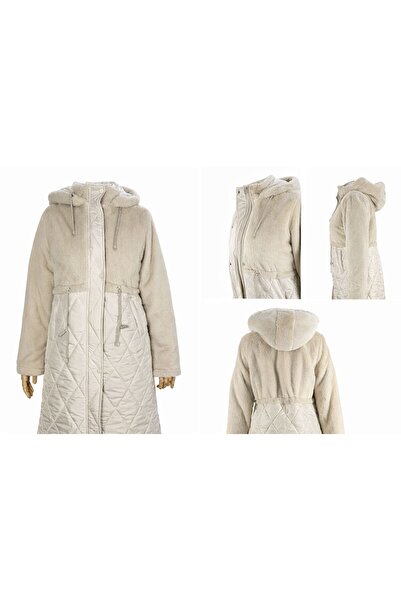 JOOQSTORE Peluş Kapüşonlu Kapitone Mont