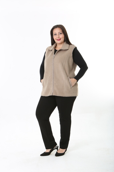 XL Modam ЖІНОЧИЙ БЕЖЕВИЙ КАШМІРОВИЙ ЖИЛЕТ ВЕЛИКОГО РОЗМІРУ