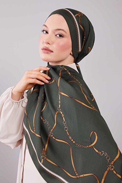 Levidor Green Belt Patterned Wool Silk Shawl