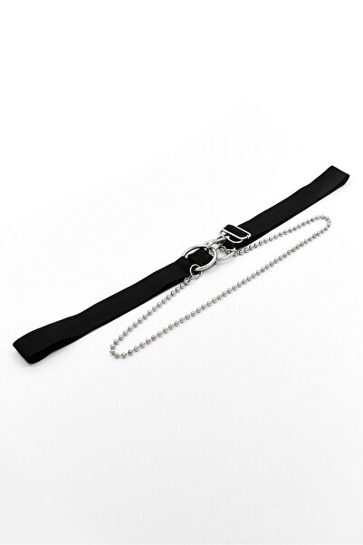 ASOS حزام نسائي سادة من نسيج شبكي مع سلسلة، أسود