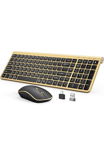 J JOYACCESS JOYACCESS Black Gold Wireless Keyboard Mouse