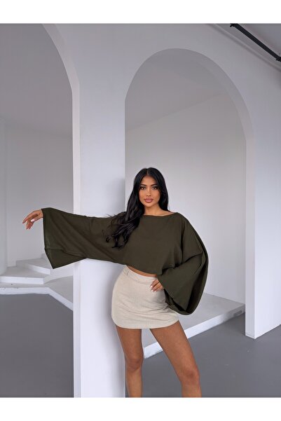 CARLA MARA Muslin Linen Blouse Khaki