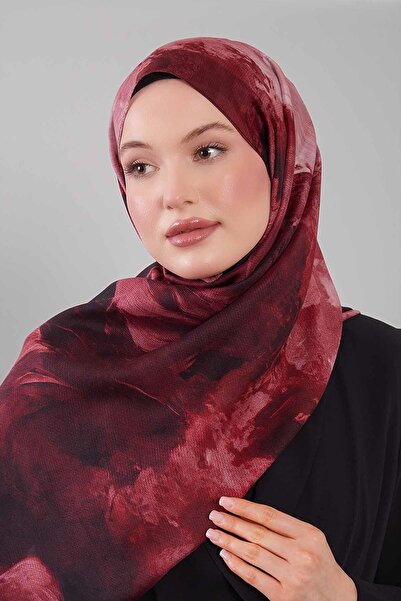 Levidor Burgundy Abstract Pattern Wool Silk Shawl