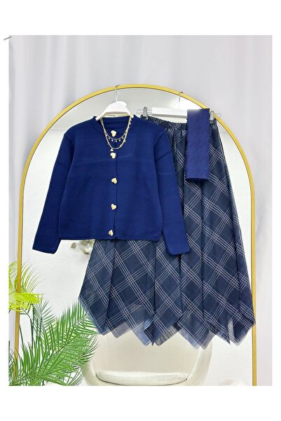 YEDİLALE Asymmetrical Checked Chiffon Lined Skirt [Excluding Shawl, Cardigan ...