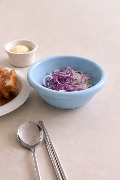 Beige & Stone وعاء دونات سيراميك أزرق اللون