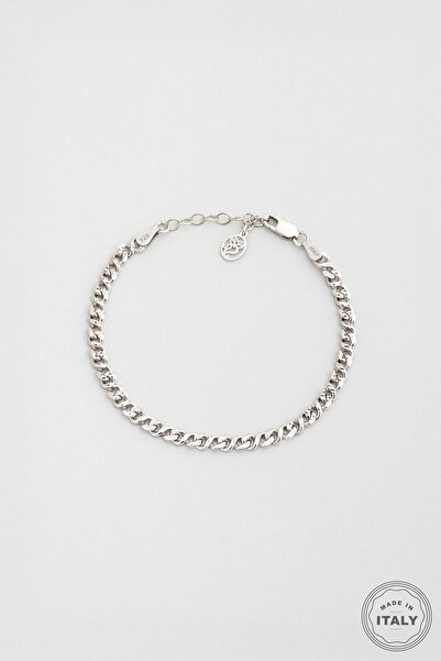 So CHIC... Helena İtalyan 18 Ayar Beyaz Altın Kaplama 19 Cm Gümüş Bileklik