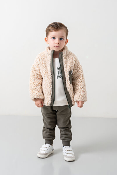 JNF kids Baby Boy & Child Plush Coat 3-Piece Set for Winter