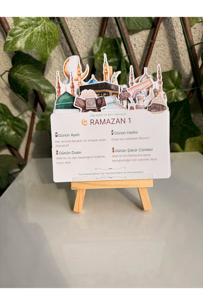 tinystoriestr Özel Kesim Ramazan Ayı 29 Günlük Masa Takvimi+Tahta Stand(Şeffa...