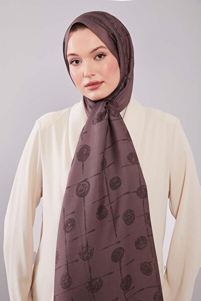 Levidor Mink Round Patterned Wool Silk Shawl