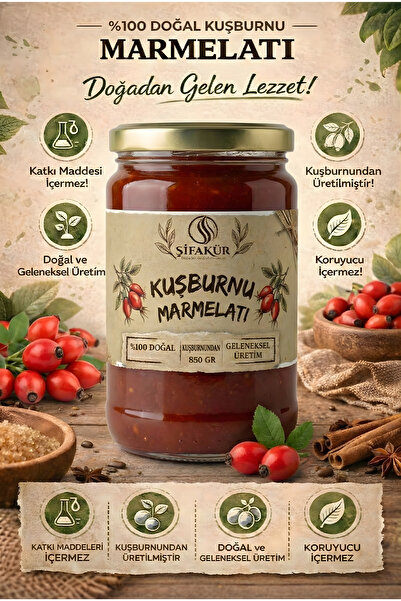 ŞİFAKÜR BİTKİSEL SAĞLIK ÜRÜNLERİ Kuşburnu Marmelatı 850 g | Katkısız, Şeker İ...
