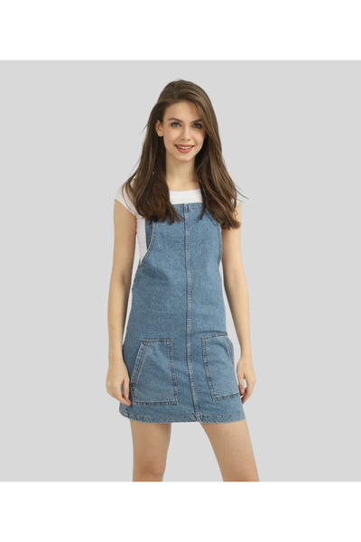 MQ Denim dress with a square neckline
