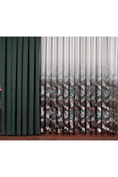 Belvedere Aura Marble Digital Printing Tight Pleated Modern Tulle Curtain