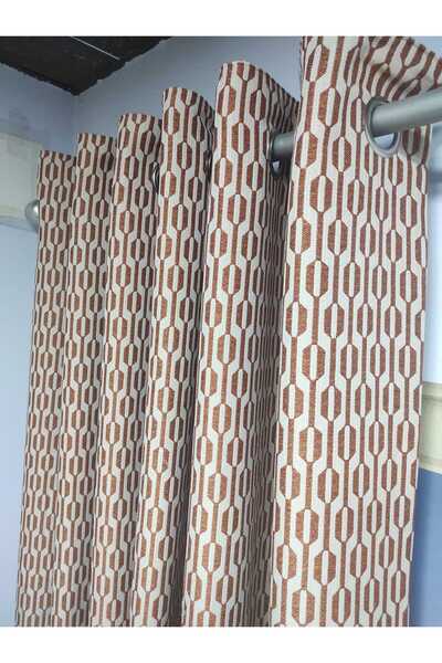 Evcimenhome Lined Rustic Curtain with Eyelet Metal Rings 170Cmx230Cm Zinc Tile